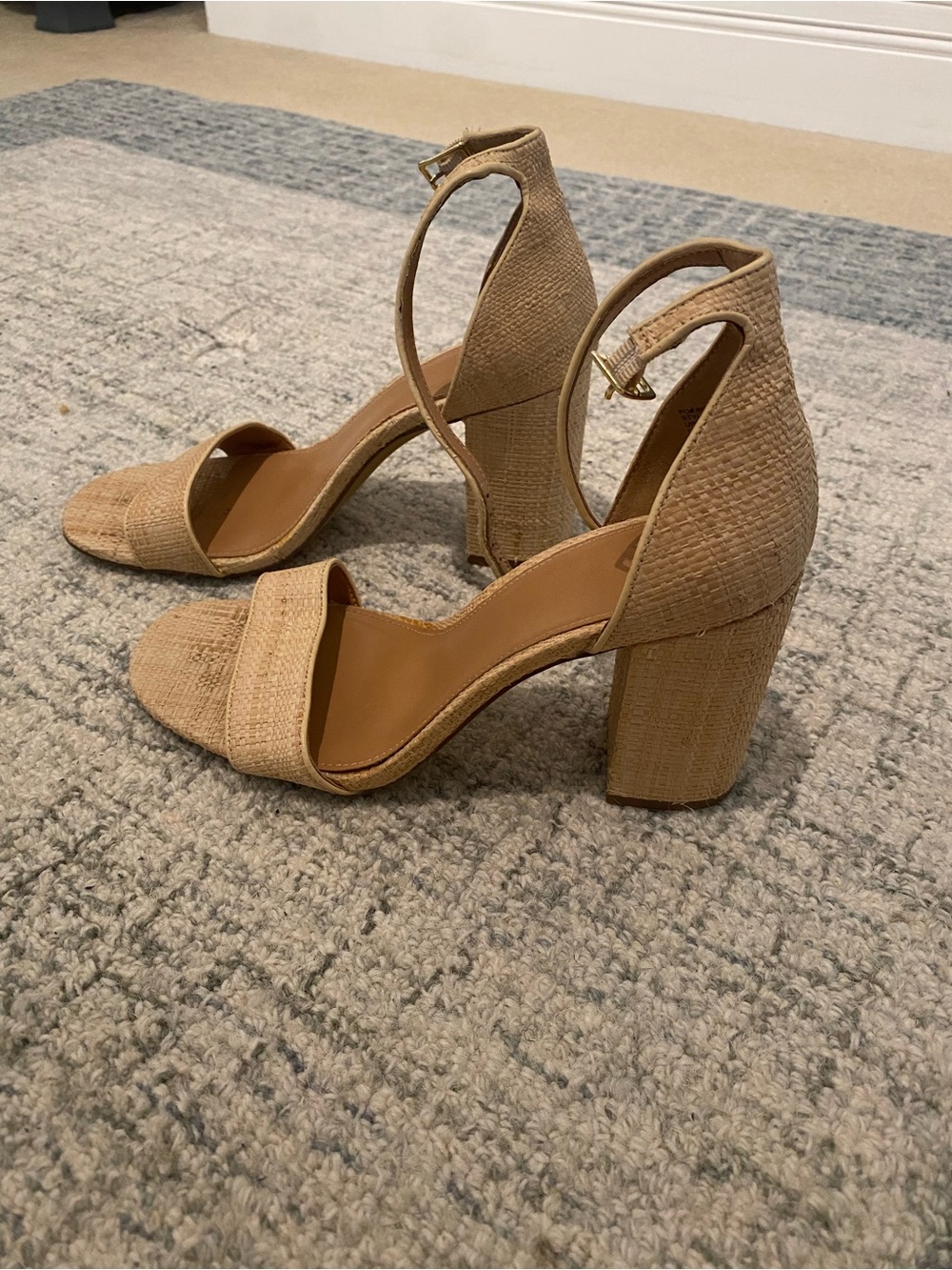 J.Crew-Style Raffia/Neutral Heeled Sandals - Picture 2 of 3